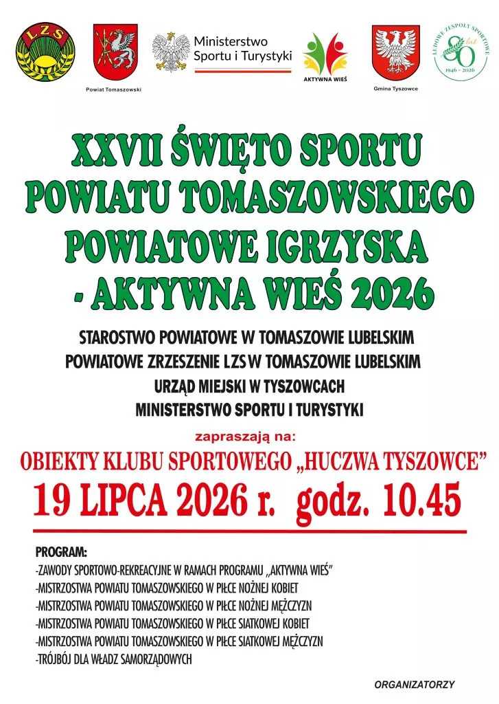 XXVII ŚWIĘTO SPORTU POWIATU TOMASZOWSKIEGO